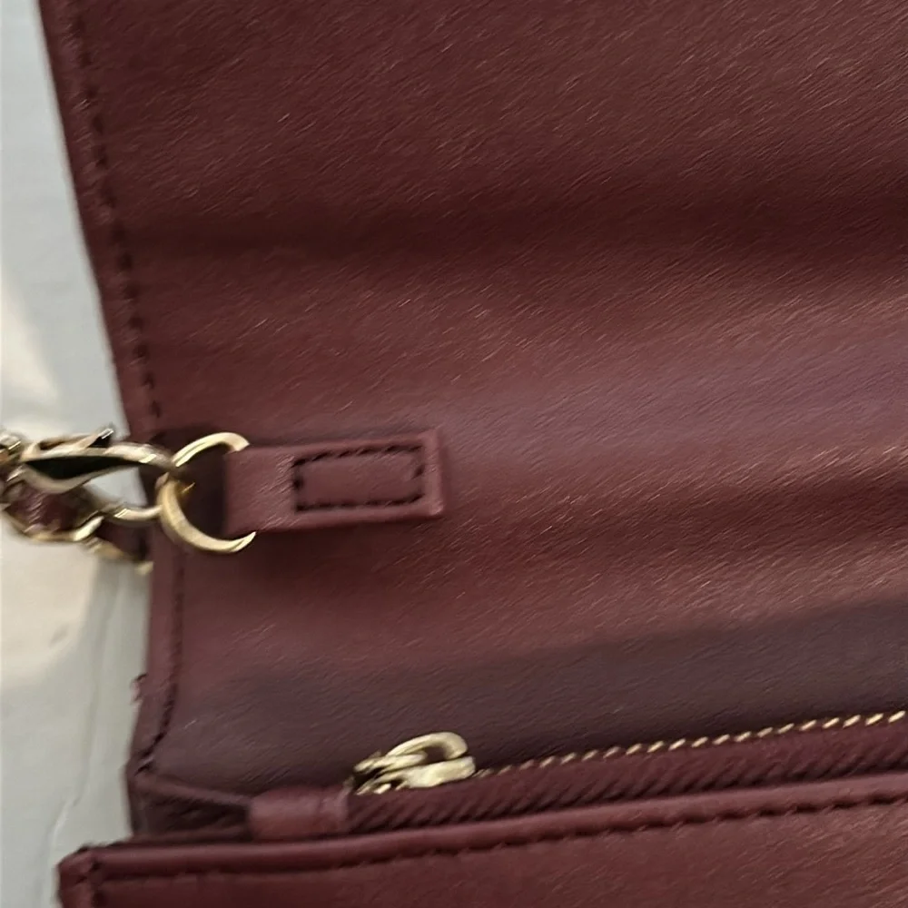 BEBE Sophia crossbody purse burgundy quilted gold hardware BNWOT